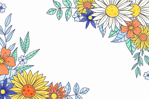 Padrão floral de design plano
