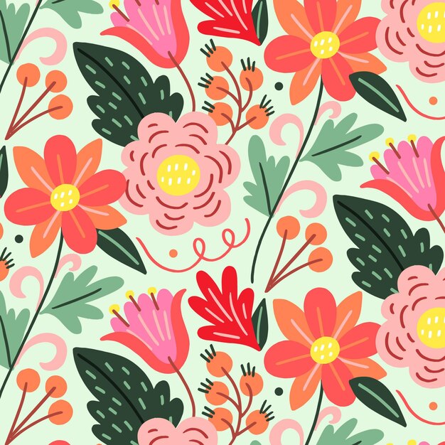 Padrão floral exótico pintado à mão