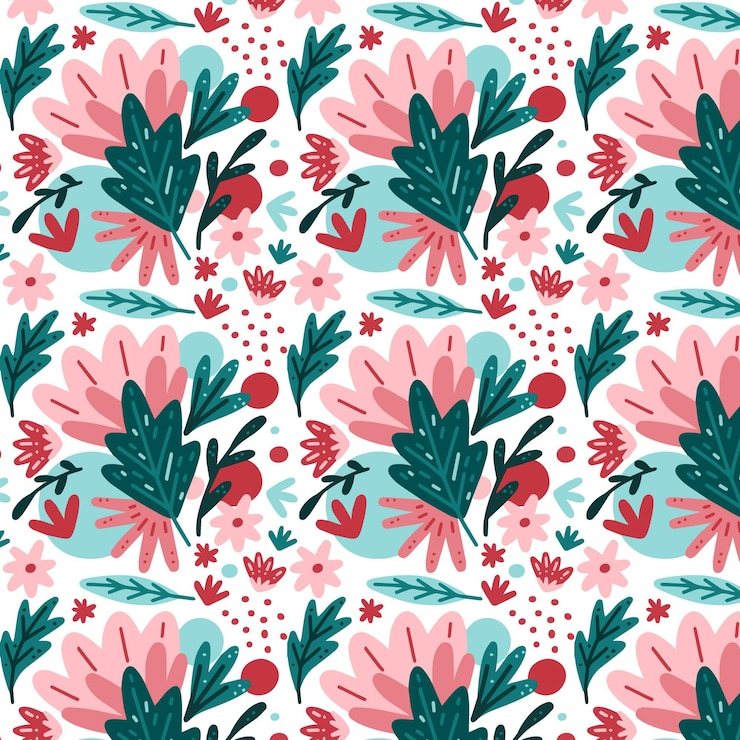 Vetor grátis padrão floral fofo pintado à mão