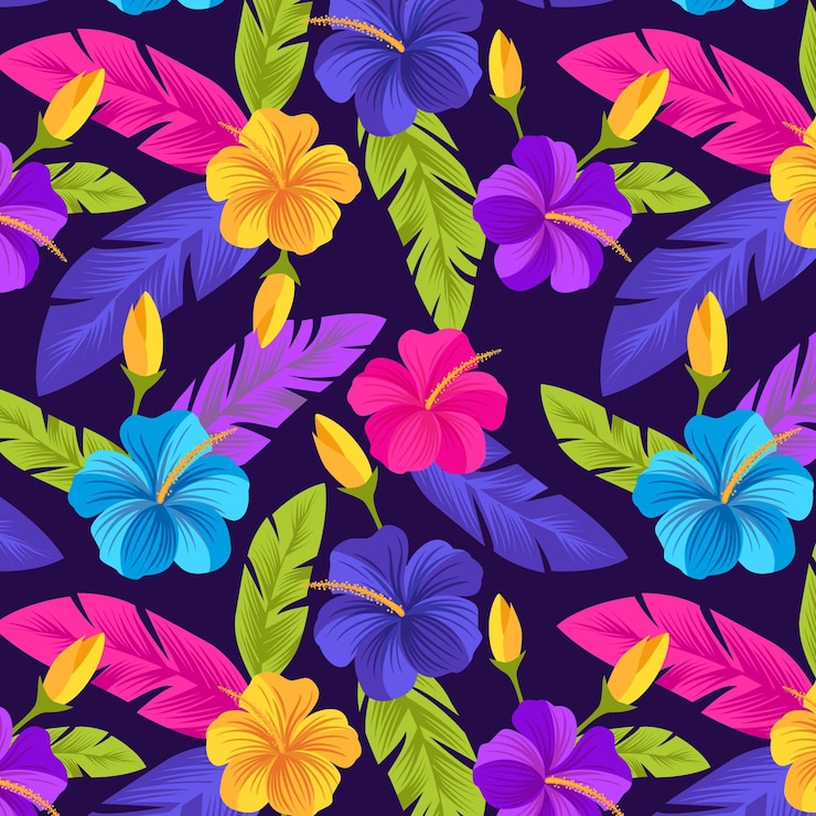 Vetor grátis padrão floral tropical pintado criativo