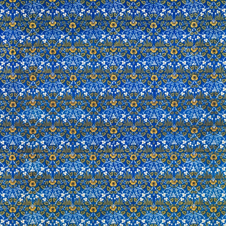 Vetor grátis padrão floral vintage amarelo em fundo azul