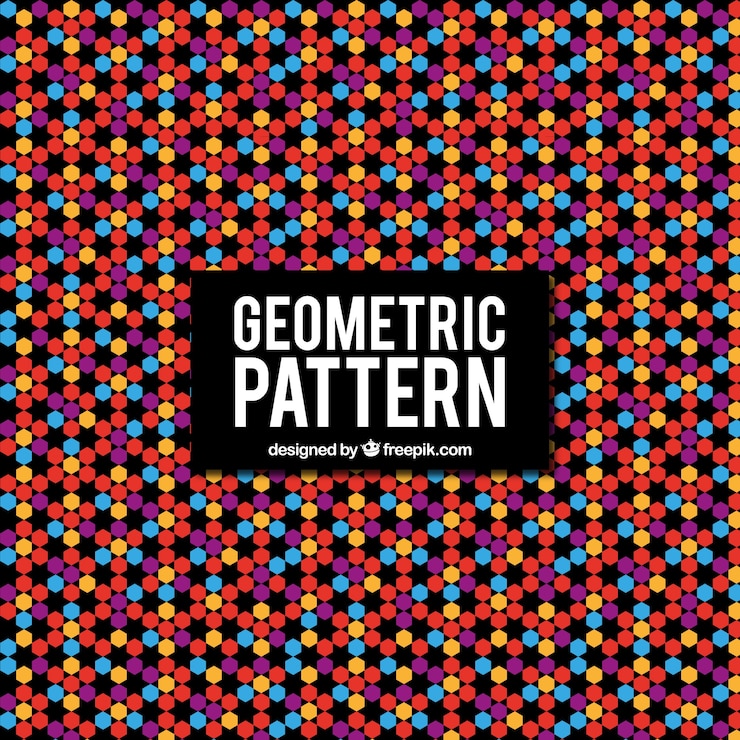 Vetor grátis padrão geométrico colorido de hexágonos
