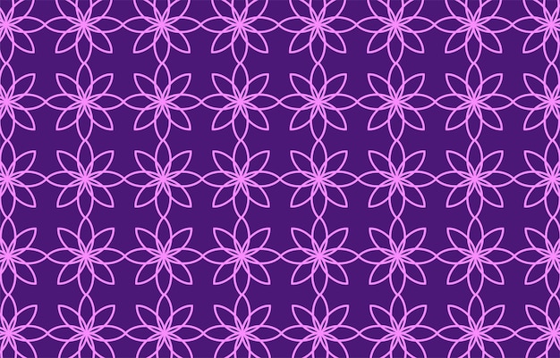 Vetor grátis padrão lineart de flor com fundo roxo