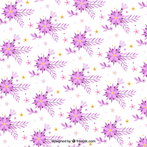 padrão plano com flores em tons de roxo