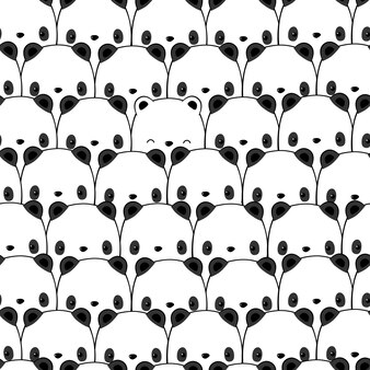 Padrão sem emenda com desenho de urso panda doodle