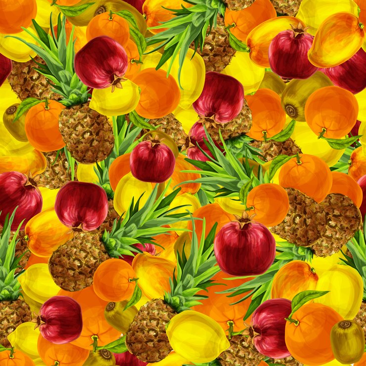 Vetor grátis padrão sem emenda de frutas tropicais