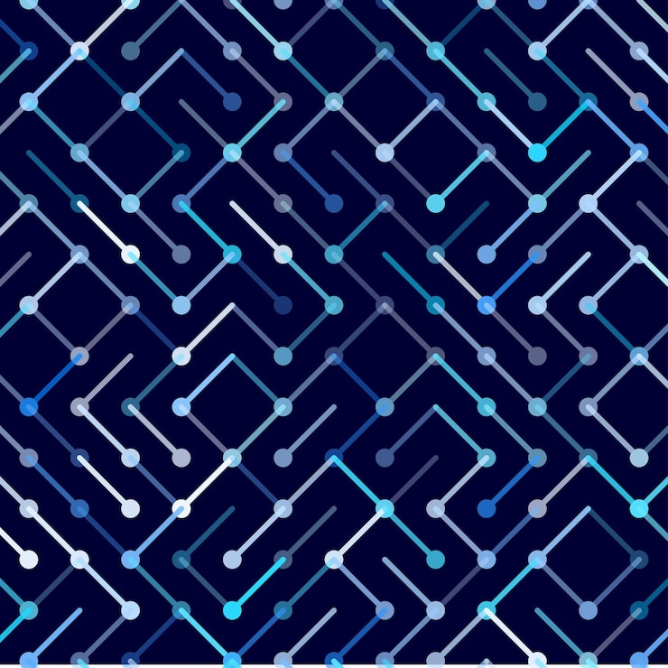 Vetor grátis padrão sem emenda de vetor de tecnologia ornamento listrado geométrico ilustração de fundo linear monocromático