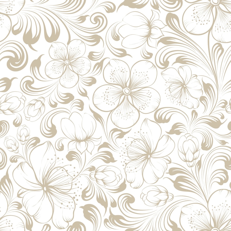 Vetor grátis padrão sem emenda floral. sakura em crescimento em fundo branco.