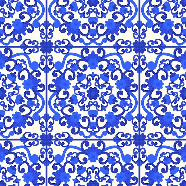 Padrão talavera mexicano de design plano