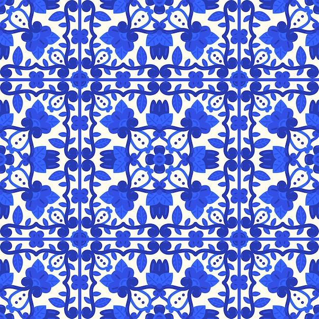 Padrão talavera mexicano de design plano