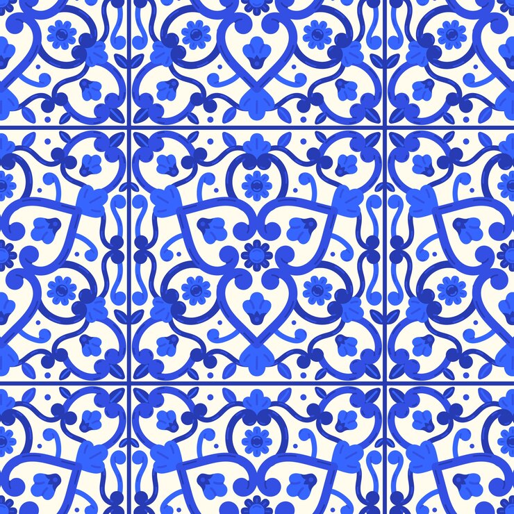Vetor grátis padrão talavera mexicano de design plano