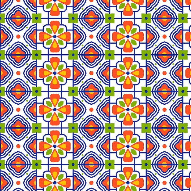 Padrão talavera mexicano de design plano