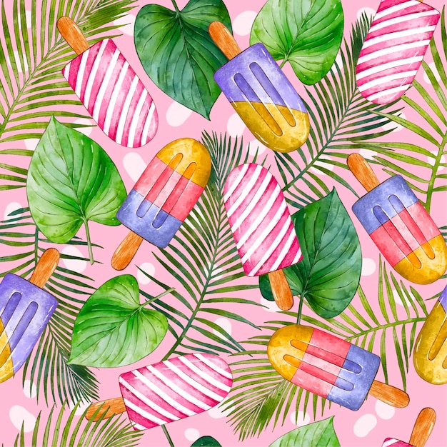 Vetor grátis padrão tropical de verão pintado à mão