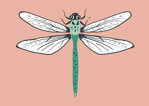 Vetor grátis padrão vintage de estêncil de inseto libélula