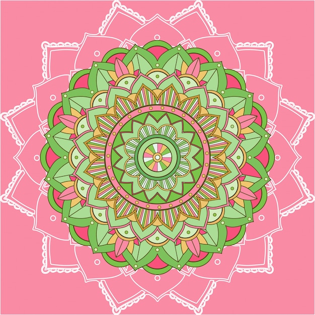 Padrões de mandala em fundo rosa