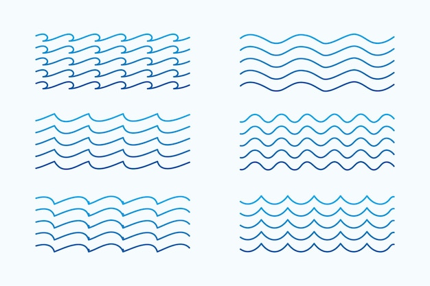 Padrões de ondas do mar definidos em estilos de linha