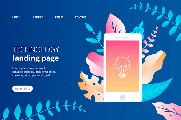 Vetor grátis página de destino colorida com smartphone