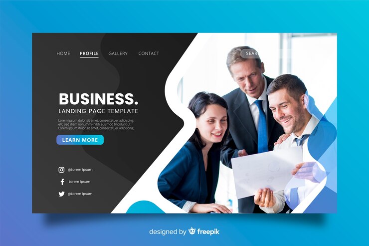 Vetor grátis página de destino comercial com foto