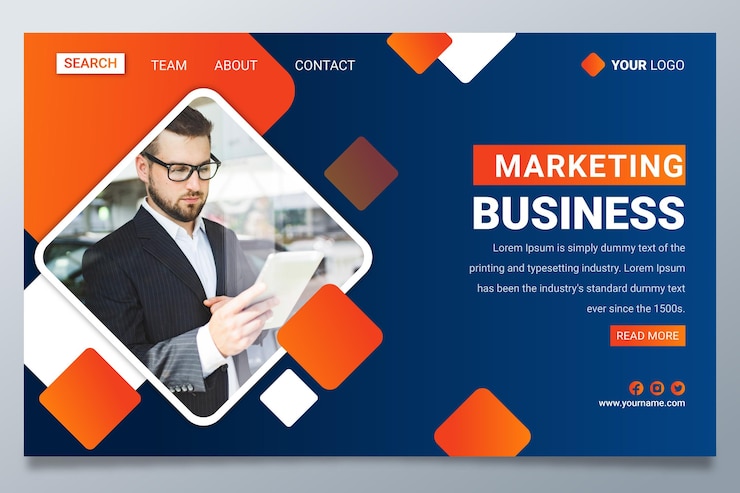 Vetor grátis página de destino comercial de marketing gradiente