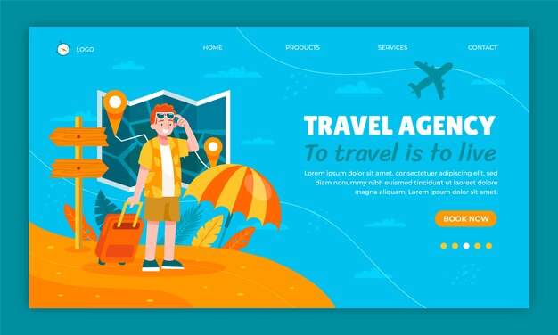 Página de destino da agência de viagens desenhada à mão