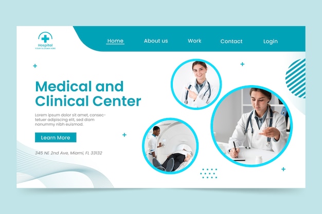 Página de destino da clínica médica de design plano