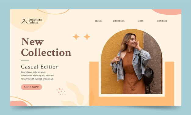 Página de destino da coleção de moda desenhada à mão