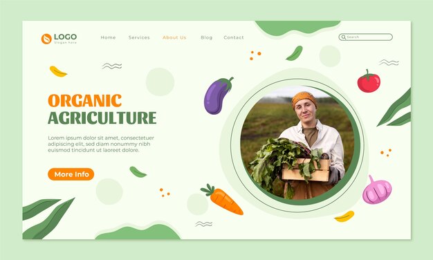 Página de destino da empresa de agricultura de design plano