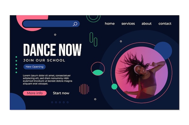 Página de destino da escola de dança desenhada à mão