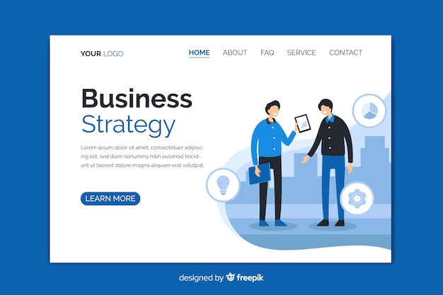 Vetor grátis página de destino da estratégia de negócios com caracteres