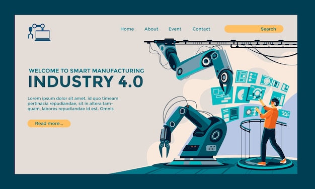 Vetor grátis página de destino da indústria 4.0