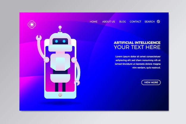 Vetor grátis página de destino da inteligência artificial do modelo