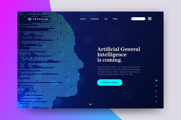 Vetor grátis página de destino da inteligência artificial