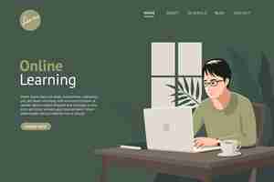 Vetor grátis página de destino de aprendizagem online detalhada