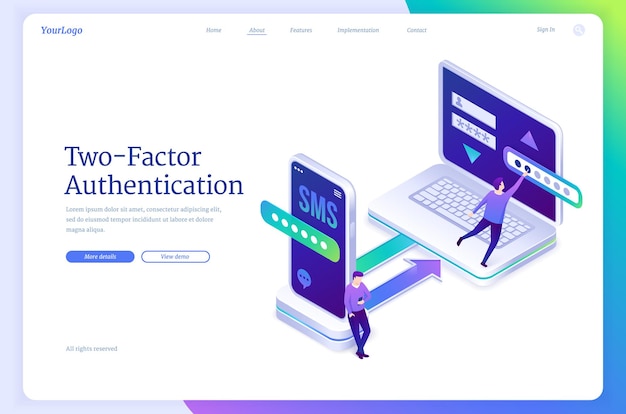 Vetor grátis página de destino de autenticação de dois fatores