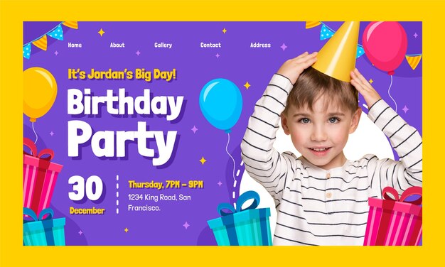 Página de destino de balões de aniversário de design plano