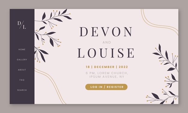 Página de destino de celebração de casamento desenhada à mão