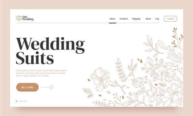Página de destino de celebração de casamento desenhada à mão