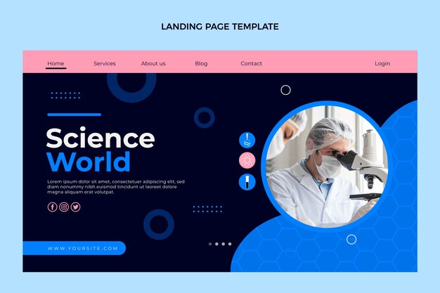 Página de destino de ciência de design plano