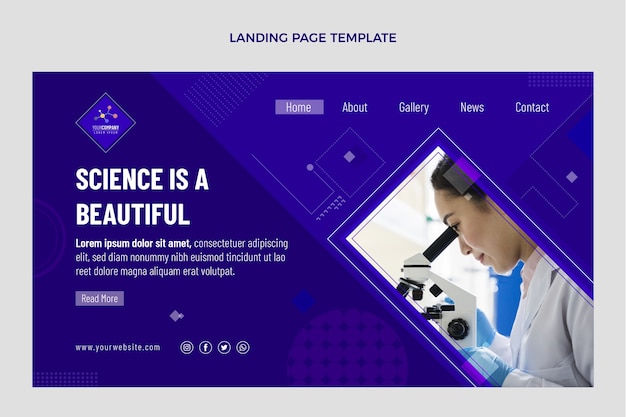 Vetor grátis página de destino de ciência de design plano