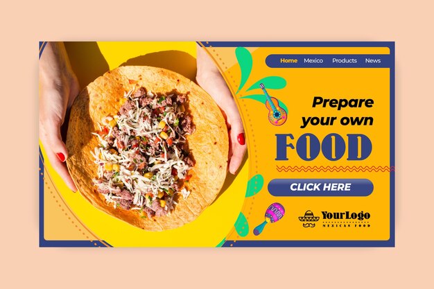 Página de destino de comida mexicana deliciosa