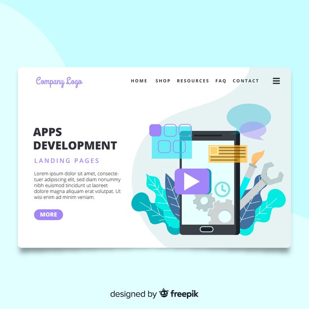 Página de destino de desenvolvimento de APP