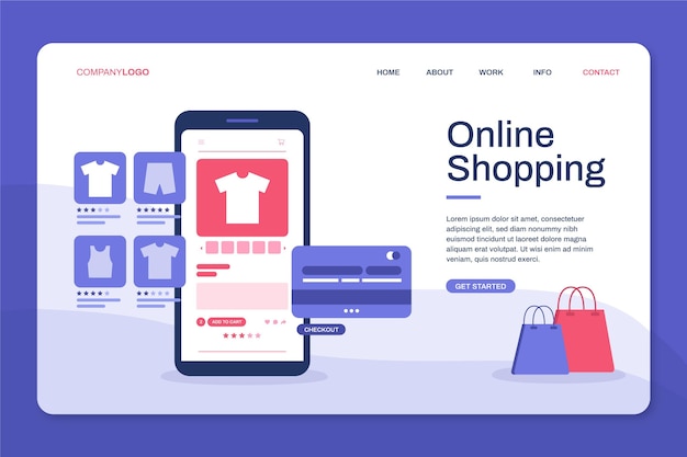 Página de destino de design plano de produtos on-line de compra