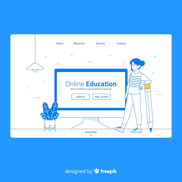 Página de destino de educação on-line