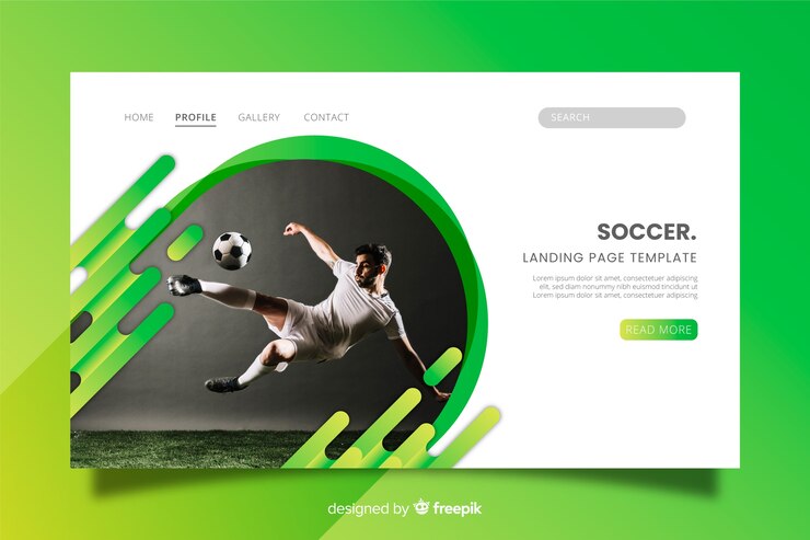 Vetor grátis página de destino de esporte de futebol com foto