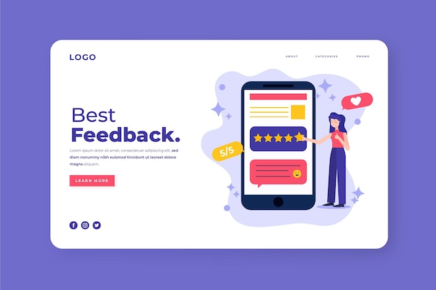 Vetor grátis página de destino de feedback simples