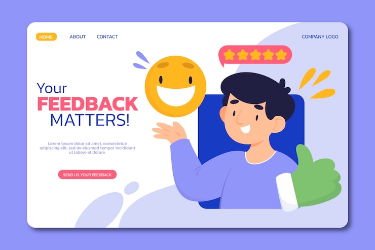 Vetor grátis página de destino de feedback simples