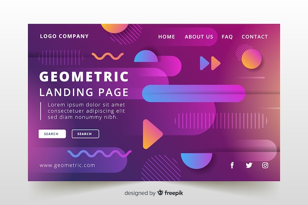 Vetor grátis página de destino de formas geométricas
