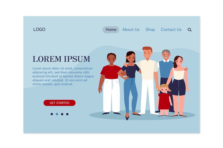Vetor grátis página de destino de grupo de pessoas de design plano desenhado à mão