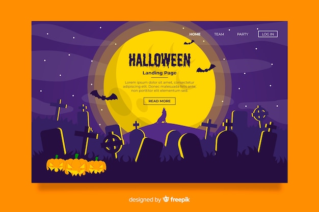 Página de destino de halloween de design plano