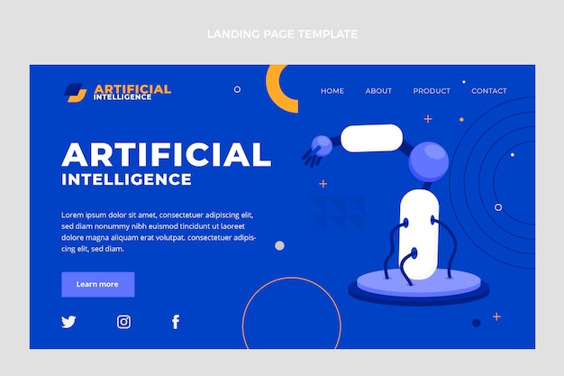 Página de destino de inteligência artificial de design plano